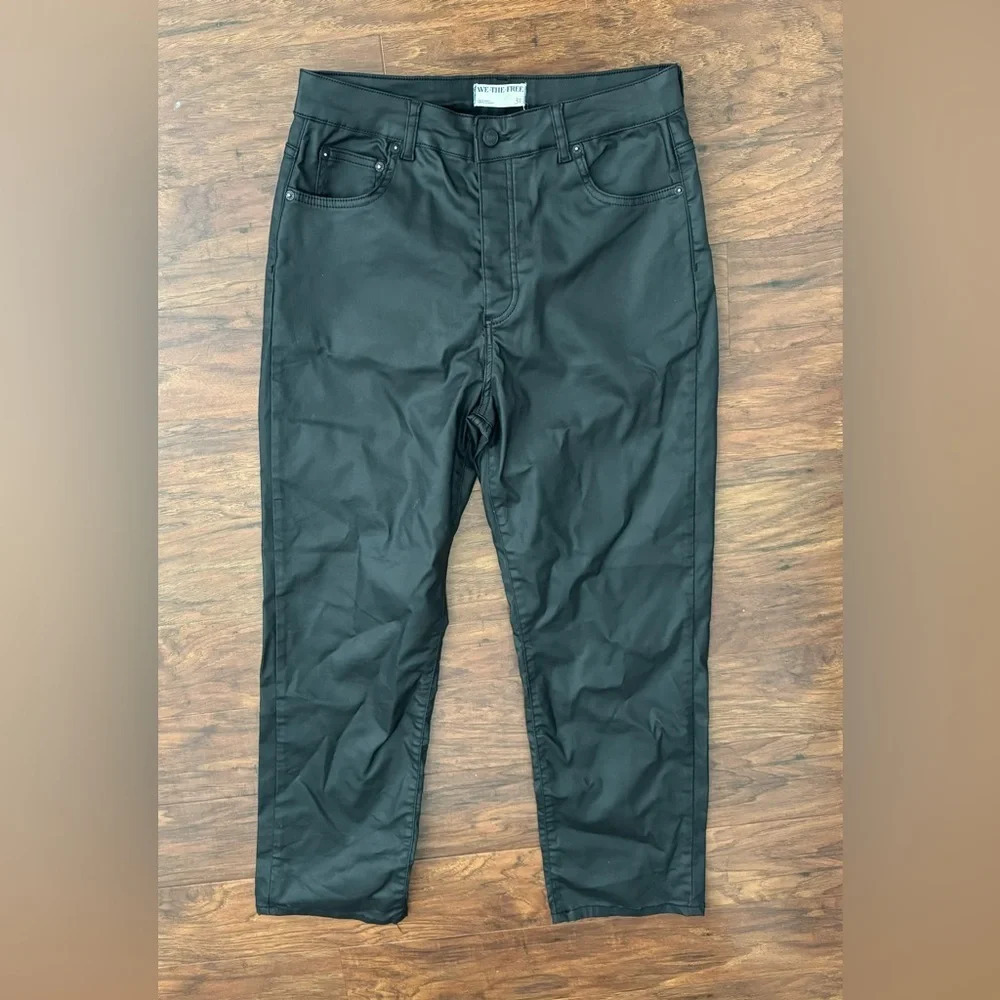 We The Free Pacifica High Rise Slim Straight Leg Jeans Coated Black Rock Sz 31